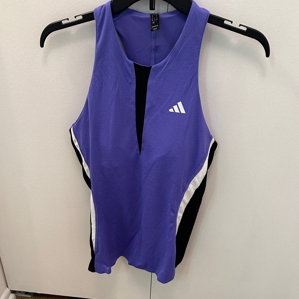 Adidas Women's Tennis Purple and Black Tank Top with built-in bra size M